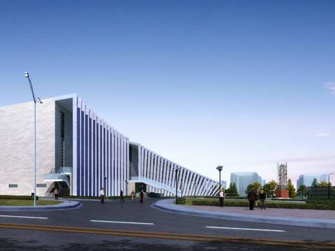  现代异形办公楼建筑外观psd 