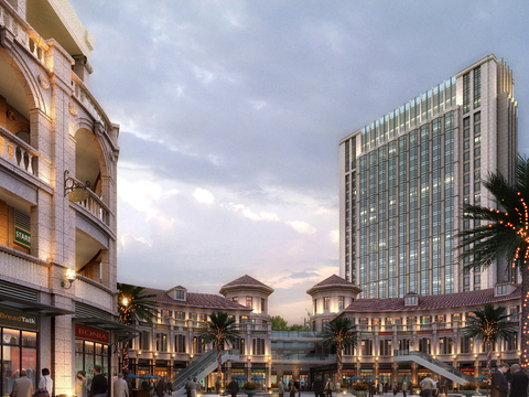  现代商业楼建筑外观psd 