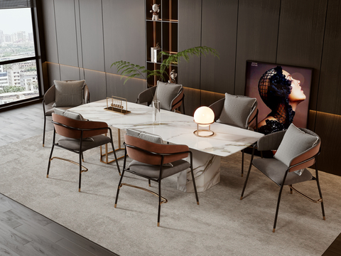 岩板餐桌椅3d模型