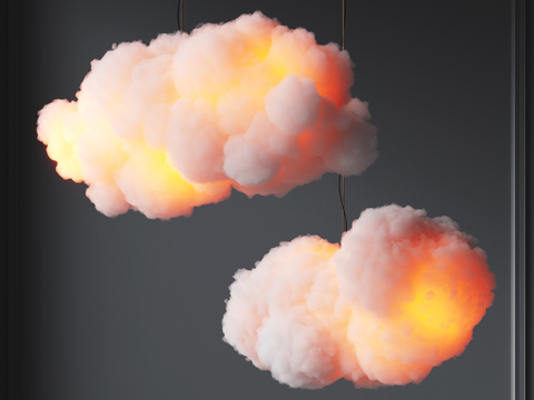  现代云朵艺术吊灯3d模型下载 温暖灯光室内装饰灯 梦幻氛围创意灯具 