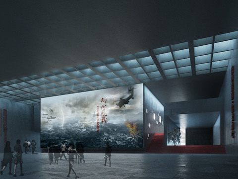  现代抗日展馆博物馆3d模型 
