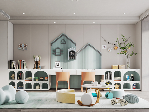  现代幼儿园儿童游乐区3d模型 