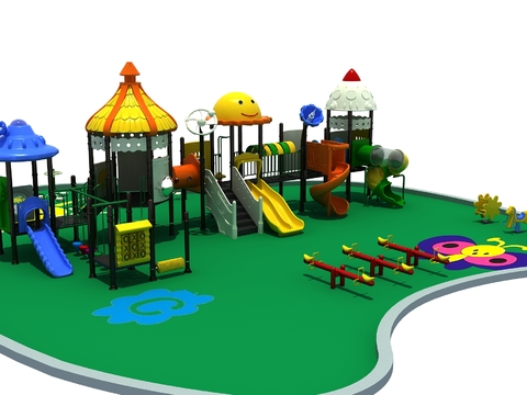  现代儿童滑梯游乐设施3d模型 