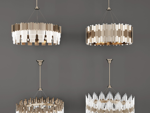  现代水晶吊灯组合金属玻璃几何设计3d模型下载 奢华装饰吊灯 现代简约客厅灯具 