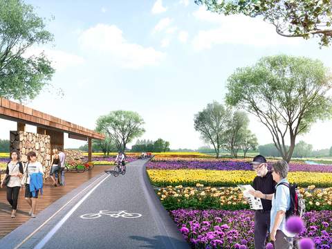  现代花卉公园园林景观psd 