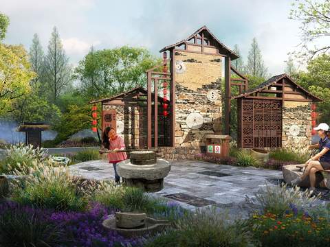  现代生态未来新农村景观psd 