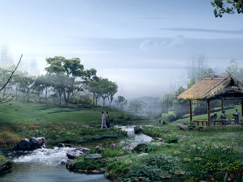  现代园林景观psd 