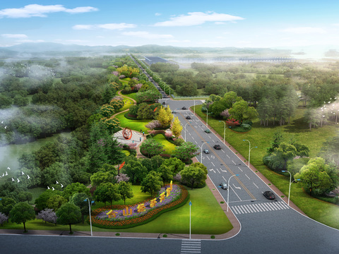  道路桥梁鸟瞰psd 