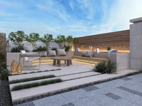  别墅花园3d模型 