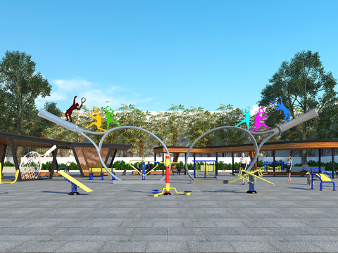  现代户外广场公园3d模型 