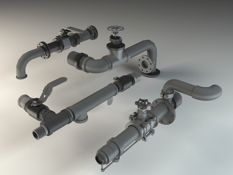  现代管道阀门3d模型 