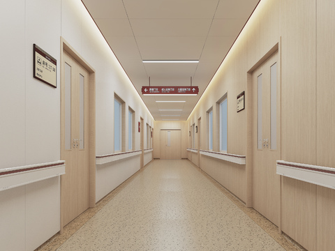  护士站 医院走廊3d模型 