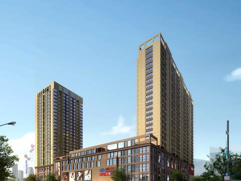  现代商业楼建筑外观psd 