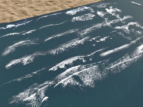  海滩 海浪 浪花3d模型 
