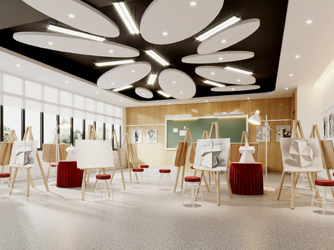  现代画室3d模型 