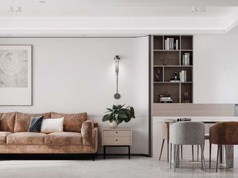  现代公寓客厅餐厅3d模型 