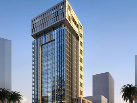  现代办公楼外观psd 