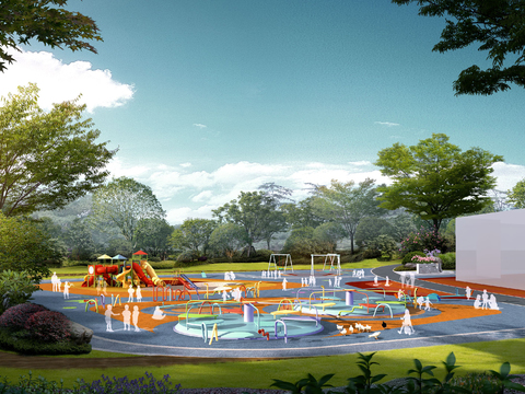  现代公园滑滑梯psd 