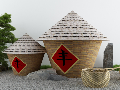  农家乐庭院 景观小品3d模型 