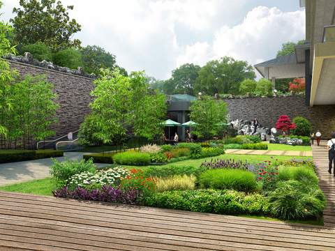  现代庭院公园园林景观psd 