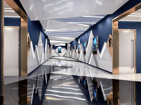  现代电影院走廊3d模型 