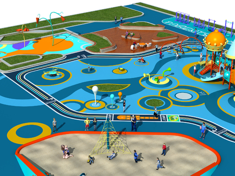  现代儿童游乐场3d模型 