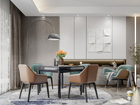  现代麻将室3d模型 