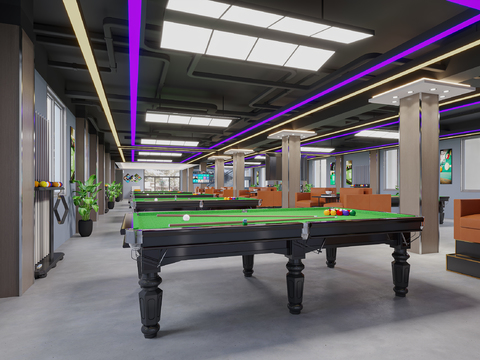  台球馆 桌球馆3d模型 