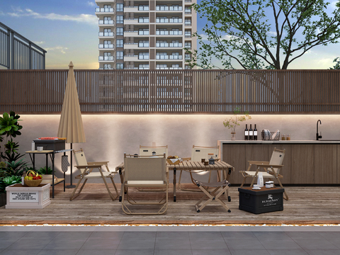  别墅庭院3d模型 