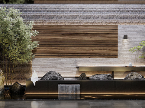  跌水景墙 园艺小品3d模型 