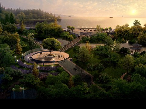  湿地公园 河滨公园psd 