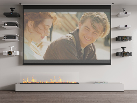  投影仪 投影幕布3d模型 