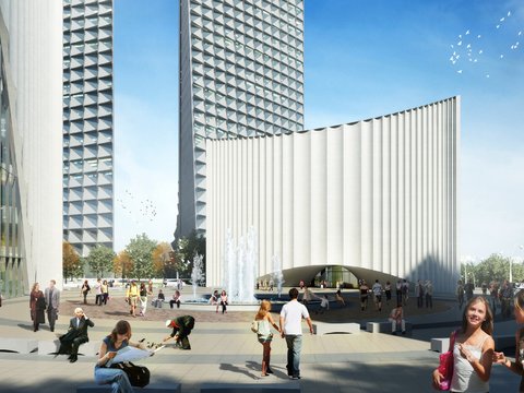  现代广场公园景观psd 