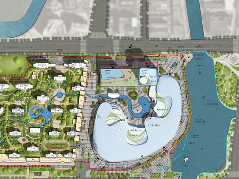  现代园林平面景观图psd 