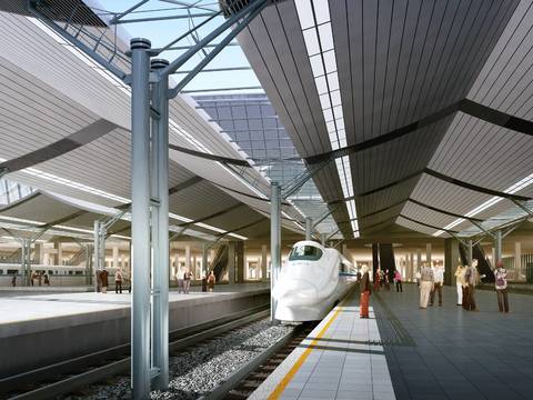  现代高铁火车站3d模型 