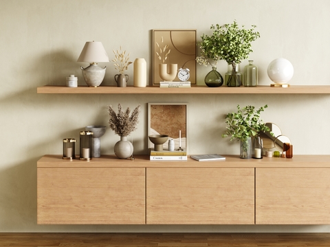  现代相框雕塑台灯水培绿植3d模型 