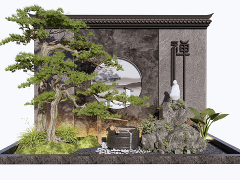  庭院景墙 禅意小品3d模型 
