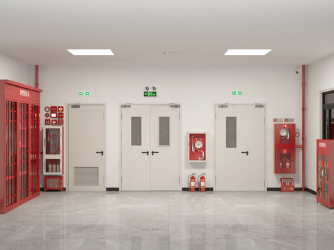  现代消防栓消防门3d模型 