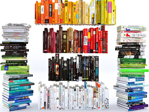  现代书籍书夹饰品摆件组合3d模型 