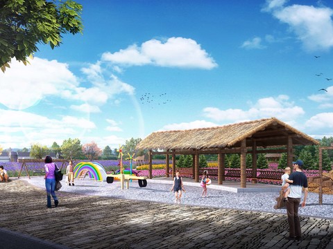  美丽乡村花海psd 