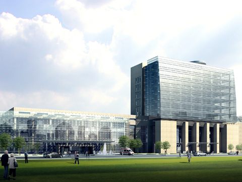  现代办公楼外观psd 