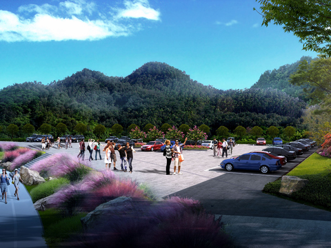  现代停车场公园psd 