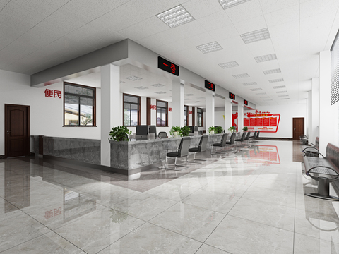  现代社区服务中心3d模型 