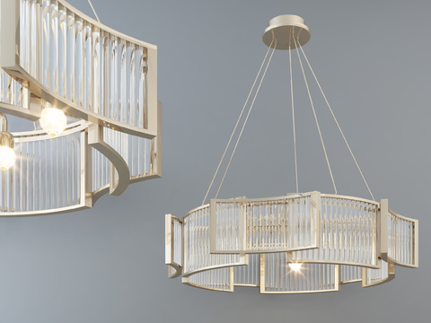  现代简约金属玻璃吊灯3d模型下载 客厅餐厅水晶灯具 室内装饰照明设计 