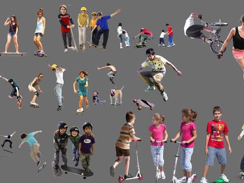  现代滑板人物psd 