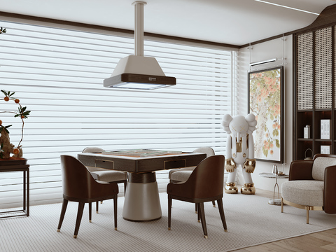  中古风棋牌室 麻将房3d模型 