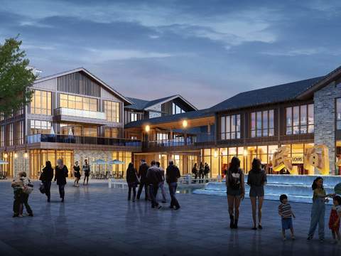  现代商业楼外观夜景psd 