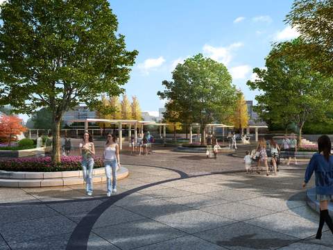  现代广场花坛休息区psd 