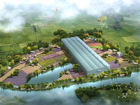  农业园花卉鸟瞰psd 