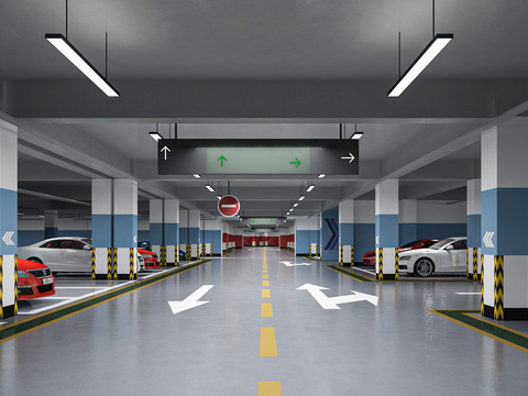  地下车库 停车场3d模型 